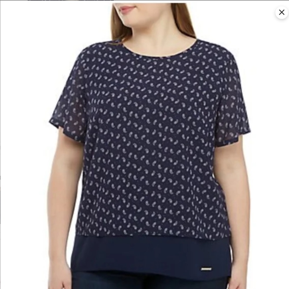 ❤️❤️ MICHAEL KORS Navy Print Slit Back Shirt❤️❤️size XS